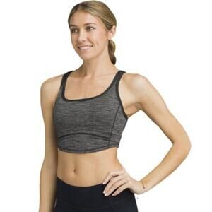 PrAna thelma long line gray sports bra padded racer back womens size medium